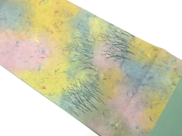 作家物　木立に霞模様織り出し　袋帯